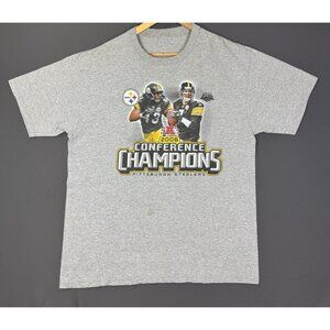 Vintage Y2K NFL Pittsburgh Steelers Champion Football XL Grey Shirt Promo Rare